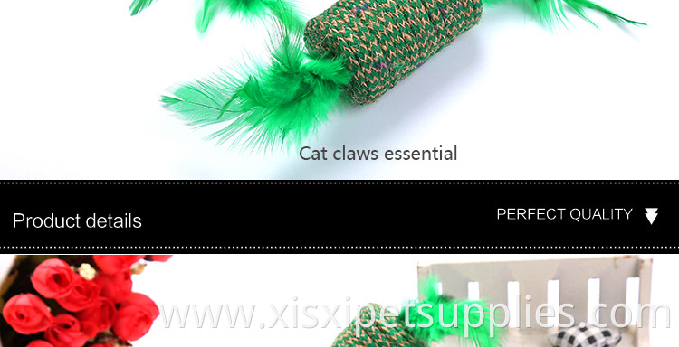 christmas color sisal cat toy with feather